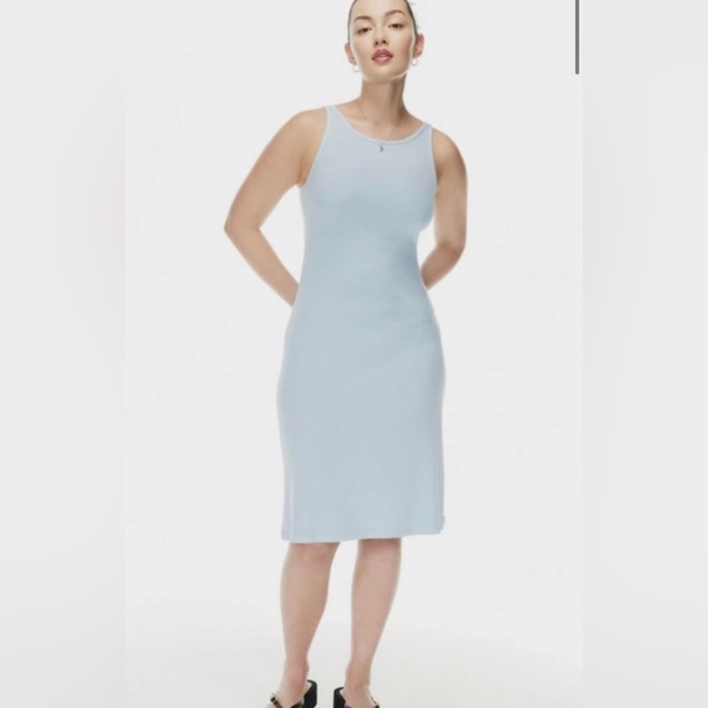 Aritzia ribbed baby blue midi dress